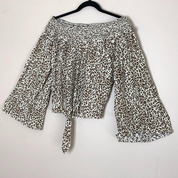 Free People FP Movement Leopard Off-Shoulder Top - Picture 3 of 15